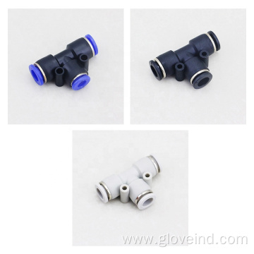 T Type 3 Way Pneumatic Pipe Quick Fittings